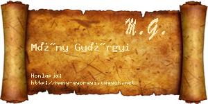 Mány Györgyi névjegykártya